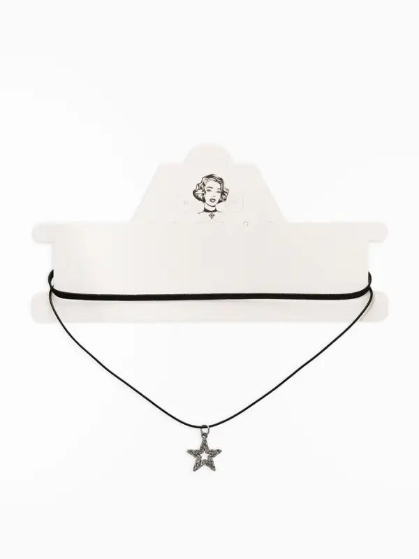 Чокер &laquo;Двойной&raquo;, с нитью, звезда, бело-чёрный в серебре, L=40 см