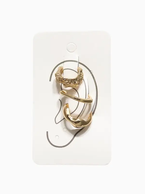 Серьги &laquo;Каффы&raquo;, набор 3 шт. мятый, цвет золото