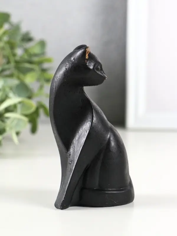 Фигура гипс  Фигура гипс "Кошка геометрия", 11х6 см, черный