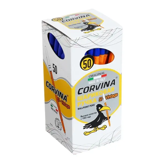 Ручка шариковая Corvina 51 Vintage синие чернила, узел 1.0 мм, жёлтый корпус Ручка шариковая Corvina 51 Vintage синие чернила, узел 1.0 мм, жёлтый корпус