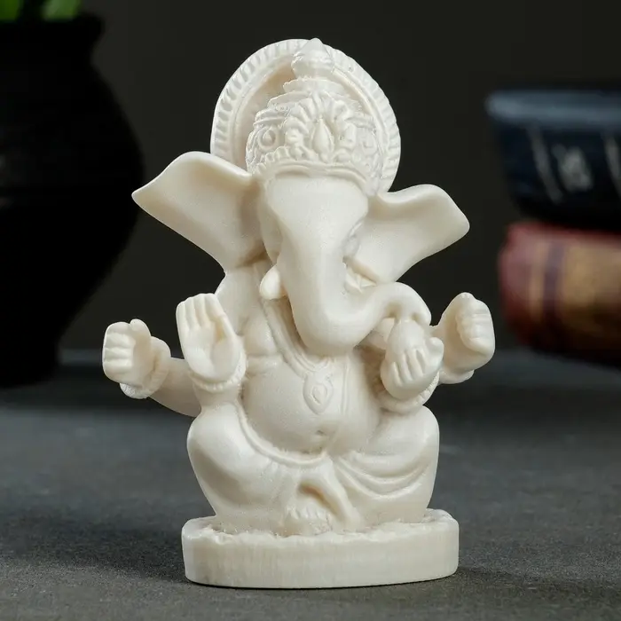 Фигурка &laquo;Ганеша&raquo;, 10 см, белый, мраморная крошка