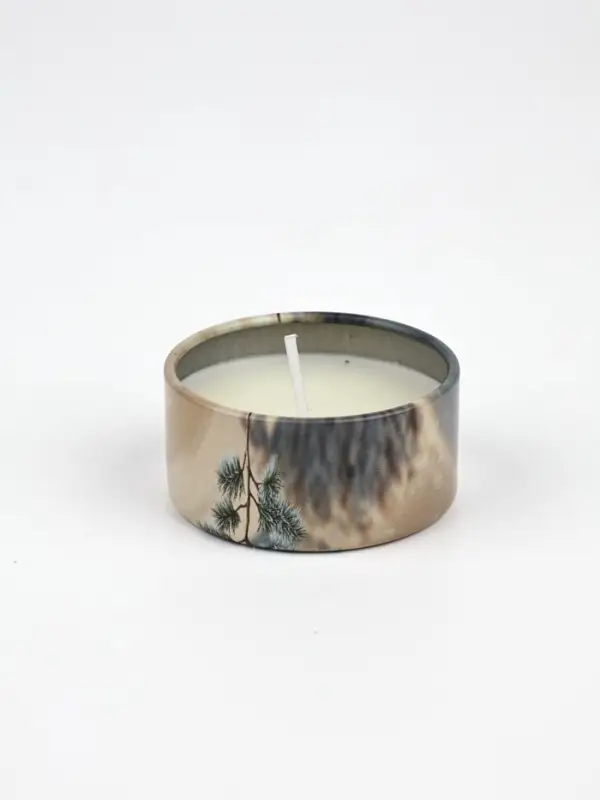 Свечи в железной банке &laquo;Лошади&raquo;, аромат мандарин и еловые ветки, диам 4.8 см, 2 шт.