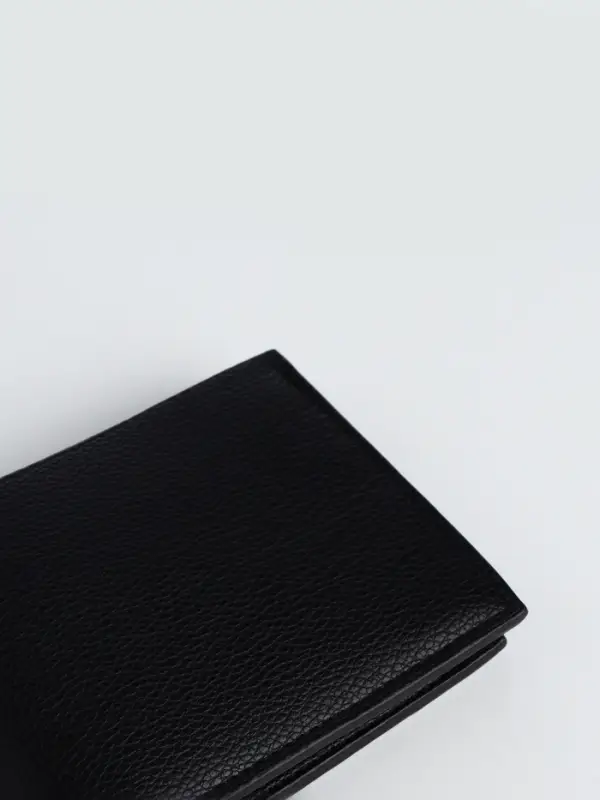 Портмоне мужское, без застёжки, отдел для карт, монет, чёрное