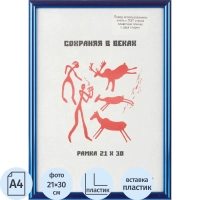 Рамка пластиковая 21x30 (A4) Синий металлик, с пла