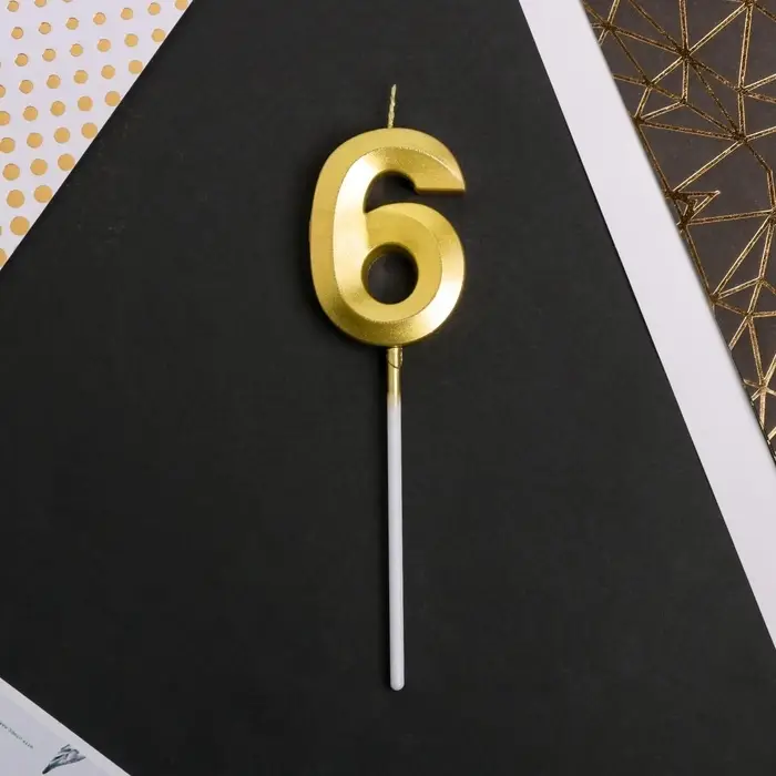 Свеча для торта, цифра &laquo;6&raquo;, 11.5&times;2.3 см