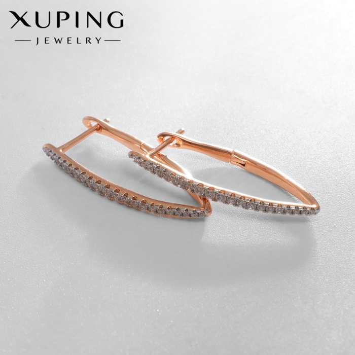 Серьги со стразами XUPING арфа, дорожка, цвет белый в розовом золоте Серьги со стразами XUPING арфа, дорожка, цвет белый в розовом золоте
