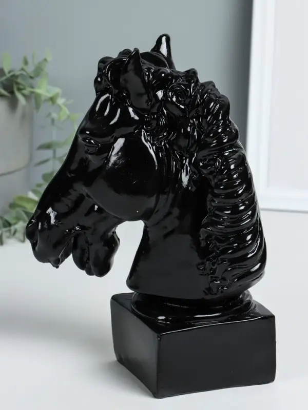 Копилка "Голова коня" высота 25 см, чёрный