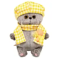 Мягкая игрушка &laquo;Кот Басик BABY в берете и шарфе в клетку&raquo;, 20 см