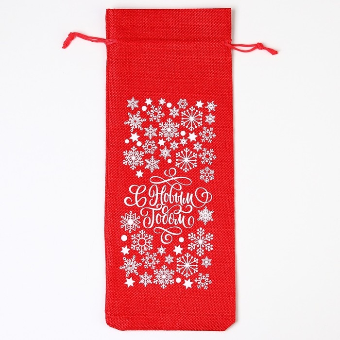 Мешок с термонаклейкой под бутылку «Вьюга», 13 х 31 см +/- 1.5 см, Новый год