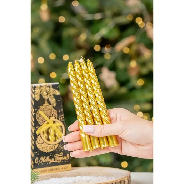 Набор свечей Новогодний 8 шт,  1,5 см х 1,5 см х 15 см