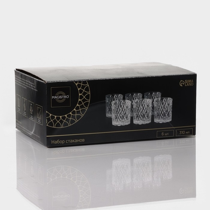Набор стаканов Magistro «Богема. Ромбы», 310 мл, 8,3×7,7×9 см, 6 шт Набор стаканов Magistro «Богема. Ромбы», 310 мл, 8,3×7,7×9 см, 6 шт