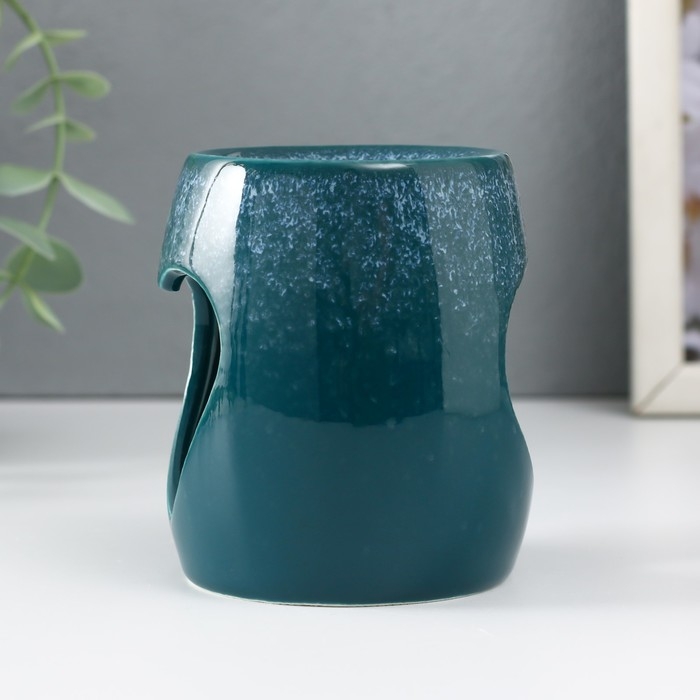 Аромалампа керамика  Аромалампа керамика "Сердце с листиками" бело-синяя 8,5х7,5х9 см