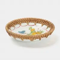 Тарелка керамическая с ротангом, 18&times;18&times;3.7 см, МИКС