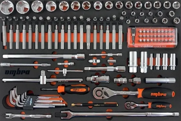 Набор головок торцевых 1/4", 1/2"DR с аксессуарами и вставками-битами в EVA ложементе 560х375 мм, 13