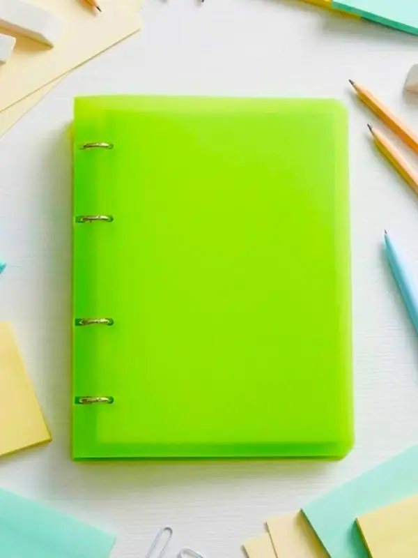 Тетрадь на кольцах Calligrata A5, 120 листов, в клетку, пластиковая обложка, блок офсет, салатовая