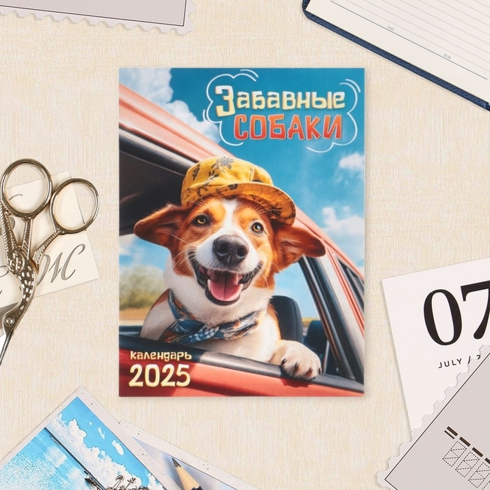 Календарь отрывной на магните Календарь отрывной на магните "Забавные собаки" 2025 год, 9,5 х 13 см