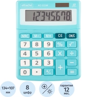 Калькулятор настольный КОМП Attache, AС-223M,8р,дв. пит, мятный,134x107x34