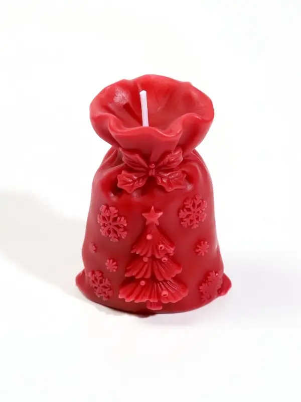 Свеча новогодняя &laquo;Мешочек с подарками&raquo;, 5.5&times;4.5&times;7 см, 7 ч, красный