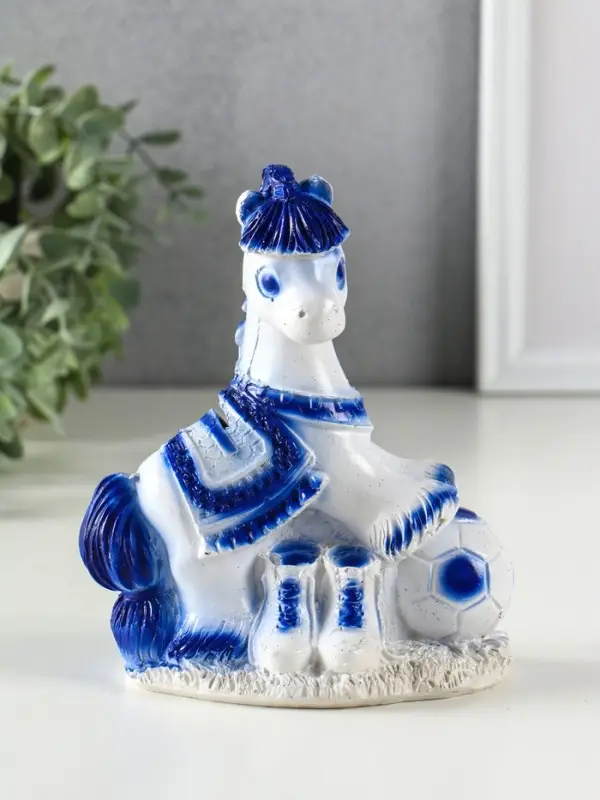 Копилка Копилка "Лошадь с мячом" 16х14х7 см, бело-голубой