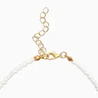 Чокер из бисера "Сердце", цвет бело-жёлтый в золоте, L=45 см