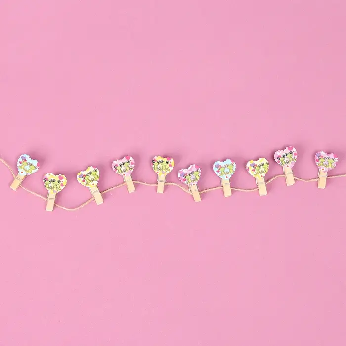 Прищепки декоративные с верёвкой для подвеса «Сердечки» набор 10 шт., 2,5 × 12,5 × 13,5 см