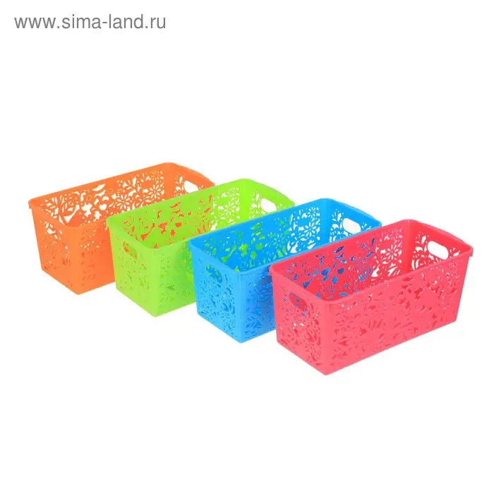 Корзинка пластиковая для хранения «Птицы», 28×12×11,5 см, цвет МИКС Корзинка пластиковая для хранения «Птицы», 28×12×11,5 см, цвет МИКС