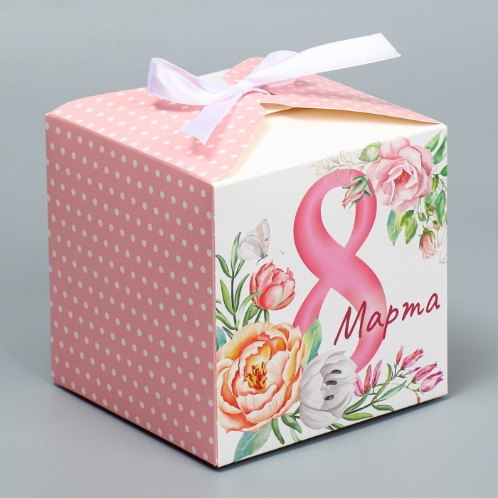 Коробка подарочная складная, упаковка, «С 8 марта», 12 х 12 х 12 см Коробка подарочная складная, упаковка, «С 8 марта», 12 х 12 х 12 см
