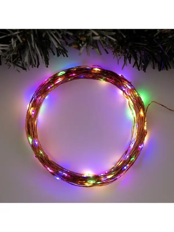 Гирлянда &laquo;Нить&raquo; 20 м, роса, IP20, медная нить, 200 LED, свечение мульти, 12 В