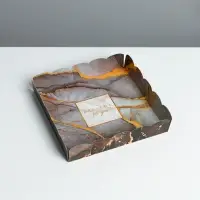 Коробка для печенья, кондитерская упаковка с PVC крышкой, «Мрамор», 15 х 15 х 3 см