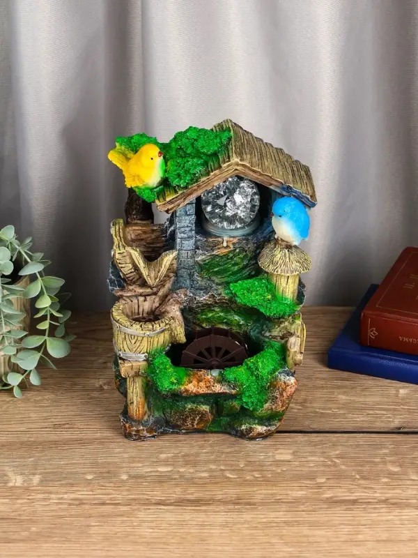 Фонтан "Птички на крыше" 24х15х12 см (с подсветкой)