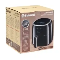 Аэрогриль Sakura SA-7684BK, 5 л, 1500 Вт, 8 программ, сенсорное управление, таймер, чёрный