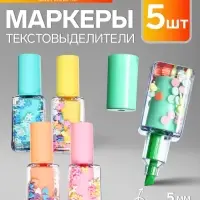 Набор маркеров-текстовыделителей Calligrata &laquo;Лак для ногтей&raquo;, 5 цветов, скошенный наконечник, узел 5 мм