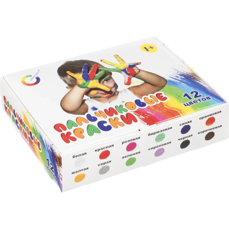 Краски пальчиковые набор 12 цветов по 20мл АЗБУКА ЦВЕТА Арт.91-12.20-00