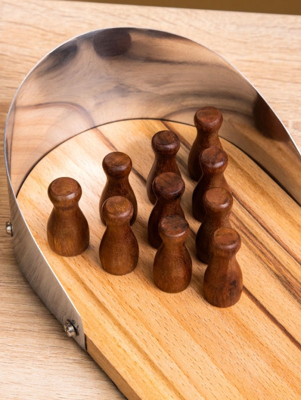 Настольная игра Настольная игра "Мини боулинг" 30х11х6 см, манговое дерево, алюминий