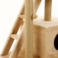 Домик для кошек с когтеточкой &laquo;Домосед&raquo;, с лестницей и площадкой, 60&times;35&times;56 см, бежевый