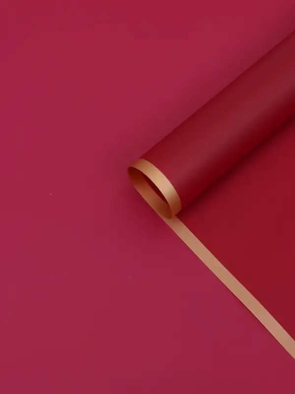 Пленка для цветов, "Бронзовая полоса", бордовая, 57х57 см