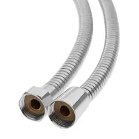 Душевой шланг ZEIN Z21PS, растягивающийся 150-200 см, гайки латунь, нержавеющая сталь, Имп/Имп