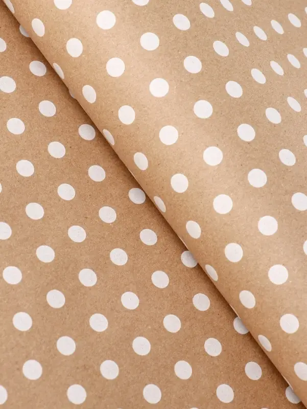 Бумага упаковочная крафт на коричневом &laquo;Бисер белом&raquo;, 0.68&times;10&plusmn;5% м, 60 г