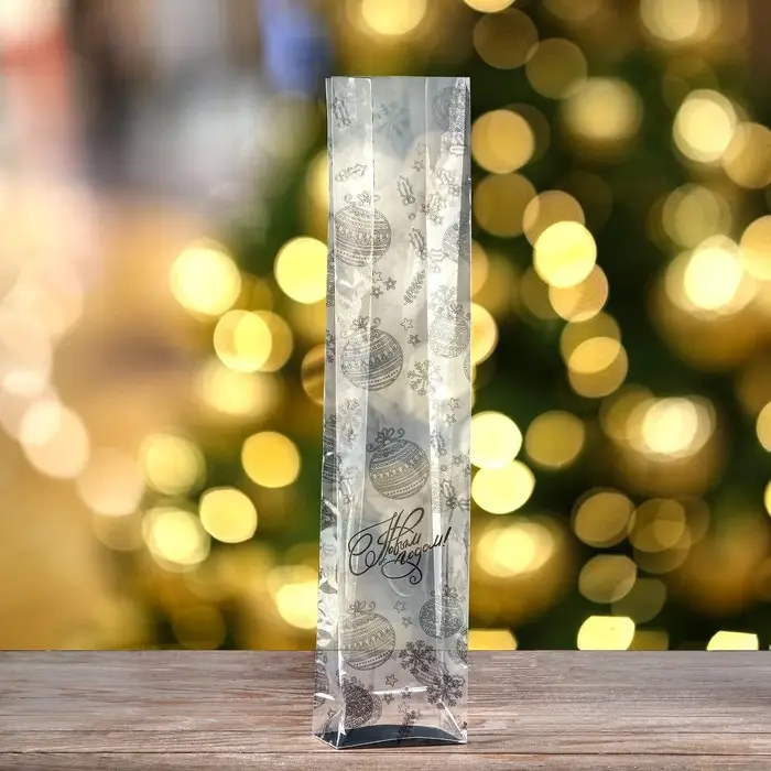 Пакет подарочный новогодний с жёстким дном 11×7×53 см Пакет подарочный новогодний с жёстким дном 11×7×53 см