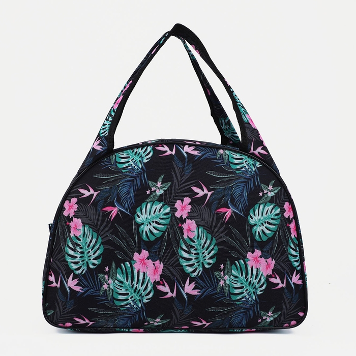 Сумка дорожная женская на молнии, цвет чёрный/зелёный Сумка дорожная женская на молнии, цвет чёрный/зелёный