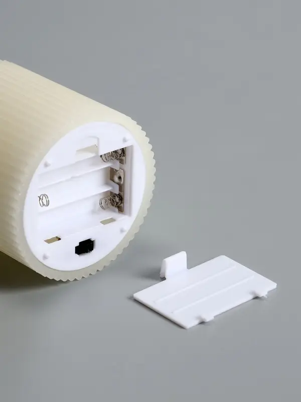 Светодиодная свеча восковая "Белая рифленая", 10x7 см, АААx3 (не в компл.), Т/БЕЛЫЙ