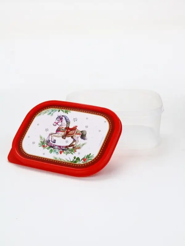 Ланч - бокс прямоугольный «Новогодняя лошадка», 500 мл Ланч - бокс прямоугольный «Новогодняя лошадка», 500 мл