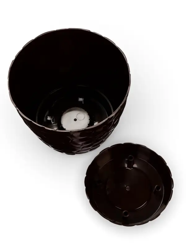 Горшок для цветов с поддоном &laquo;Камешки&raquo;, 8 л, пластик, шоколадный