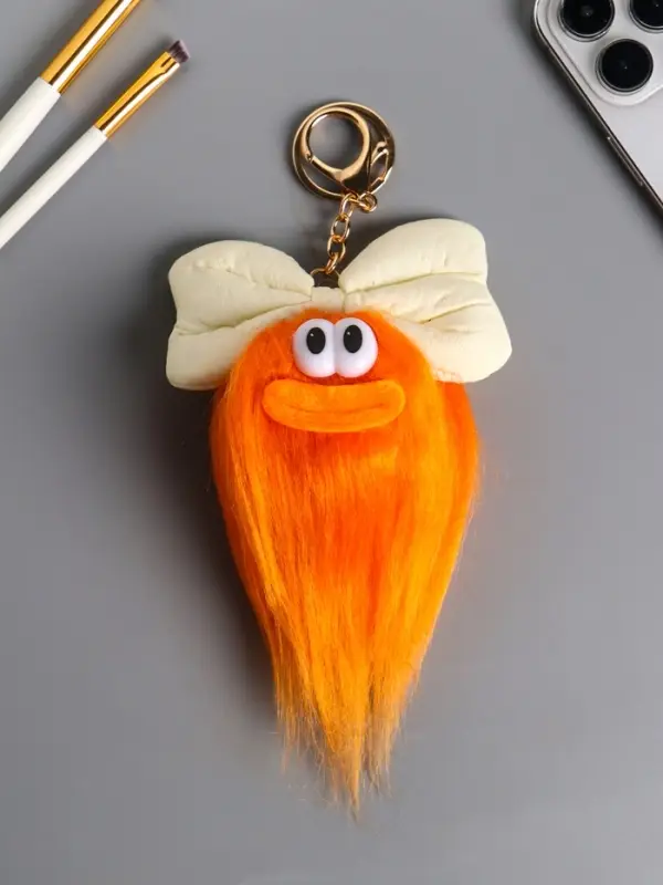 Пушистик на кольце "Чучундра с бантиком" оранж 18х10х5 см