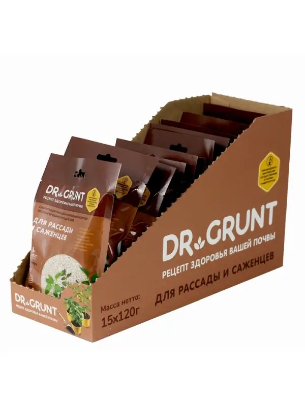 Удобрение минеральное для рассады и саженцев, Dr.Grunt, шоу-бокс, 15 саше