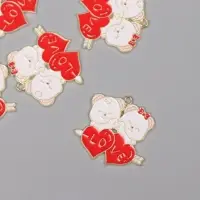 Декор для творчества металл, эмаль "Два влюблённых мишки" 2,8х2,8 см Декор для творчества металл, эмаль "Два влюблённых мишки" 2,8х2,8 см