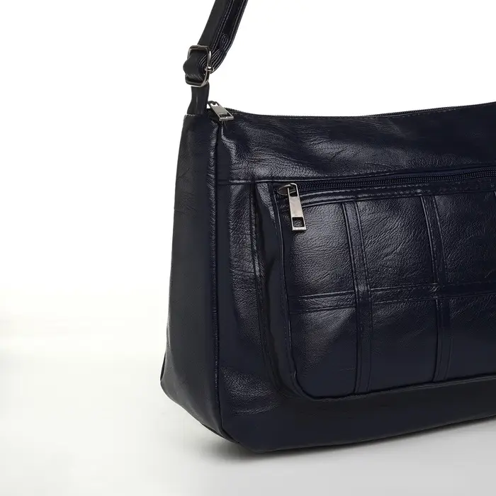 Сумка женская кросс-боди на молнии, 28&times;10&times;20 см, однотонная, тёмно-синяя