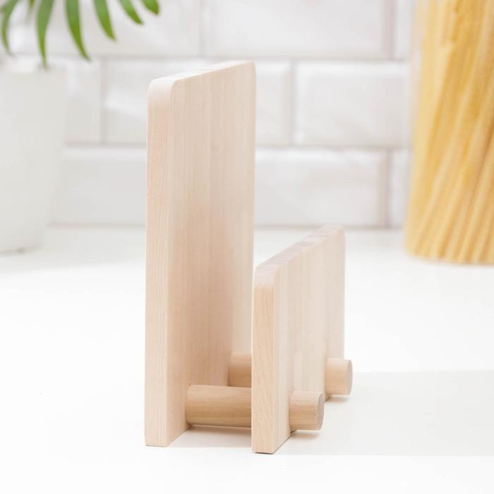 Нaбор разделочных досок на подставке Доляна, 3 шт: 35×22 см, 32×20 см, 31×18 см, массив берёзы