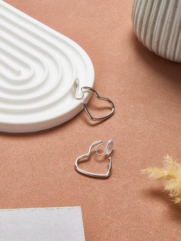 Клипсы «Тренд» сердце, цвет серебро