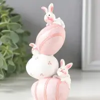 Сувенир полистоун "Зайки и пасхальные яички - куча-мала" 6,5х4,5х12 см